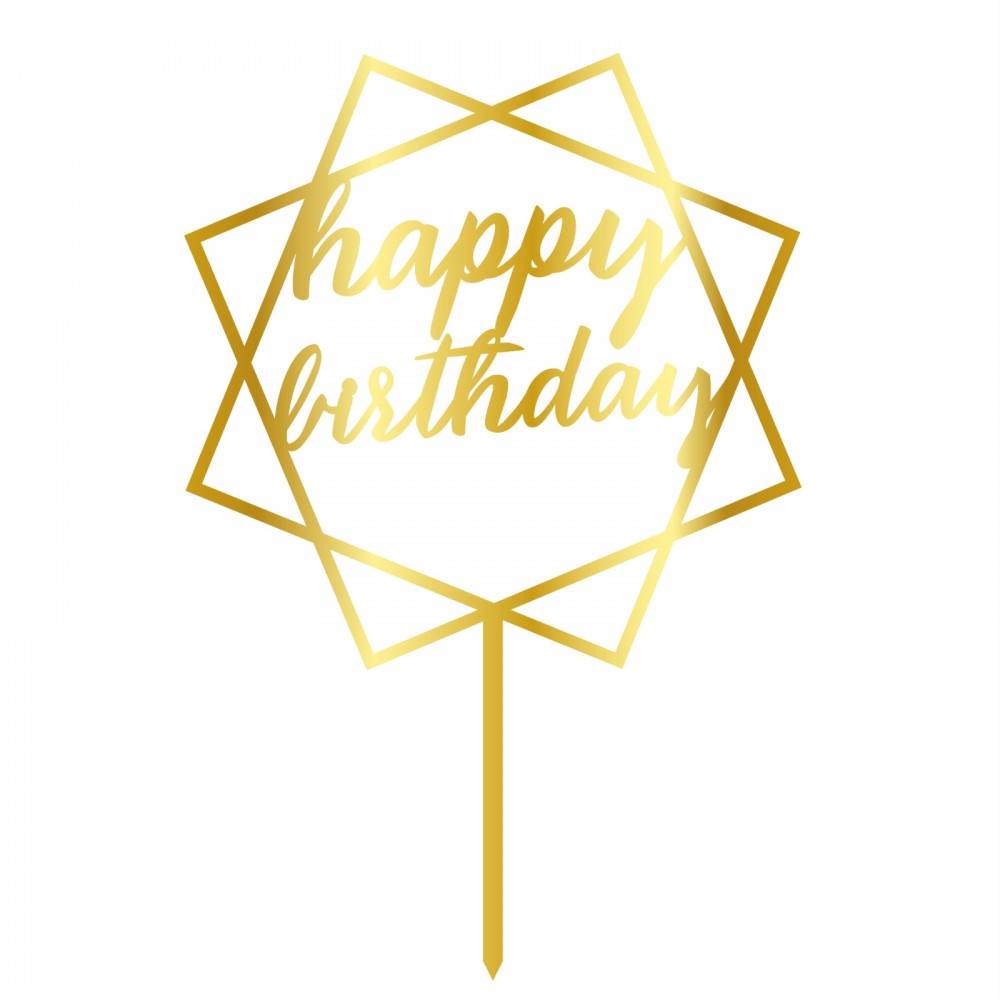 Topper - Happy Birthday Patrat/Auriu 14884 CSL