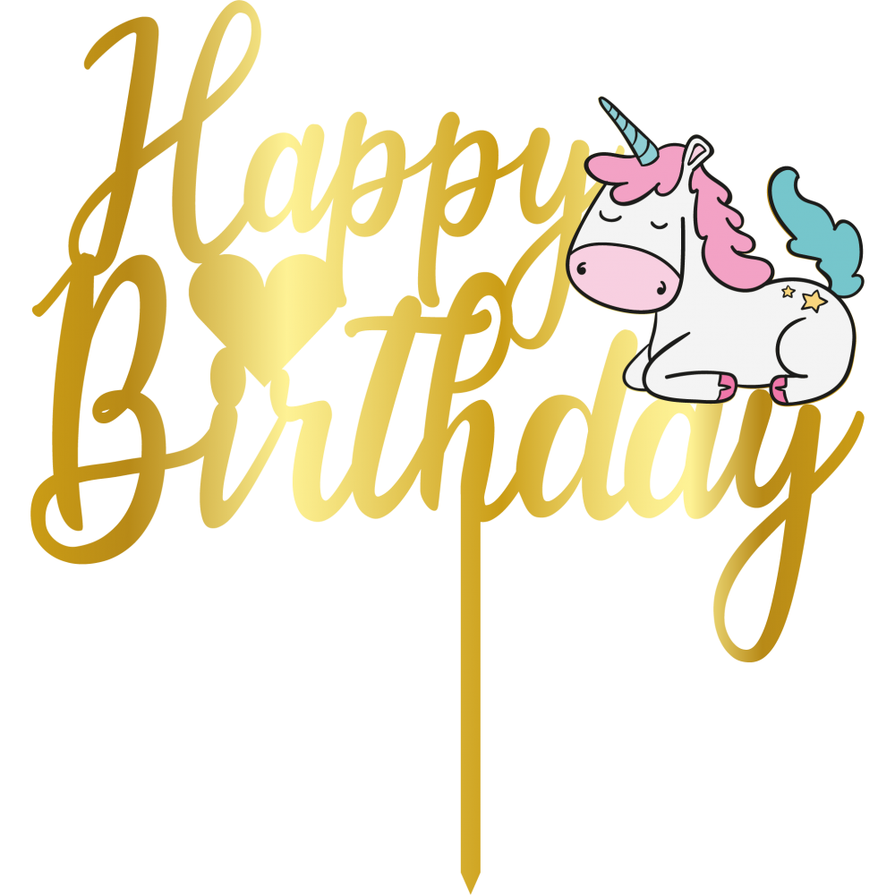 Topper - Happy Birthday Unicorn/Auriu 165mm 14924 CSL