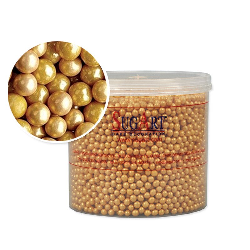 Decoratiuni din zahar perle aurii, 500 g, Sugart