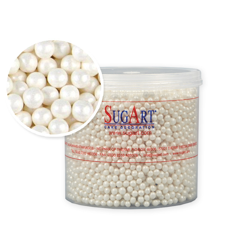 Decoratiuni din zahar perle albe, 500 g, Sugart