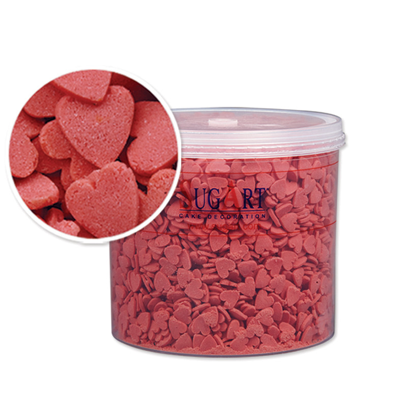 Decoratiuni din zahar inimi rosii, 500 g, Sugart