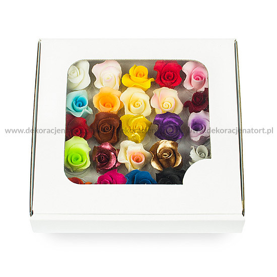 Decoratiuni din zahar trandafir mic, multicolor, 051499 PJT, set 25 buc