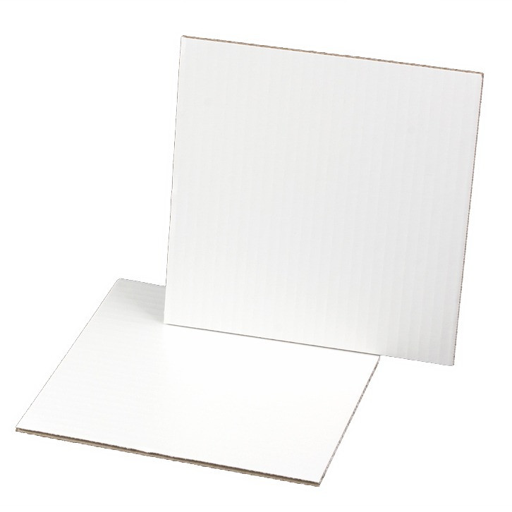 Platou tort patrat  alb, carton ondulat 20x20xH 0,35 cm 5 buc/set GustaPro