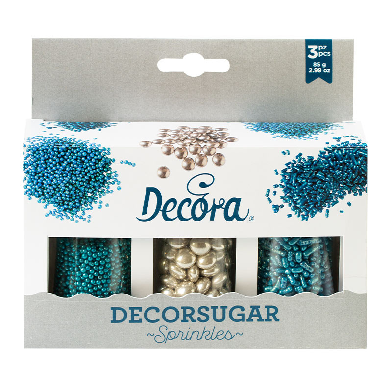 Set decoratiuni din zahar argintiu & albastru, 85 gr, 2082109 DER