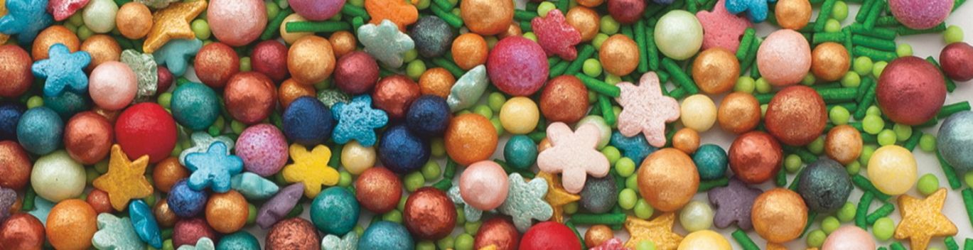 Decoratiuni din zahar mix multicolor: perle/flori/bastoane, 100g 71473 GPR