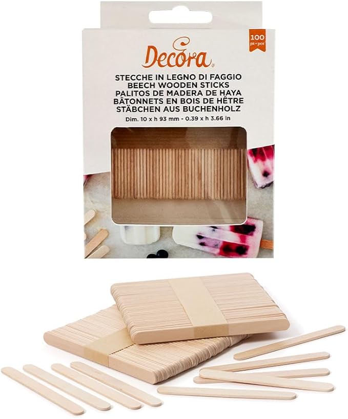 Betisoare din lemn pentru inghetata 10x93mm 100 buc/set 9280124 DER