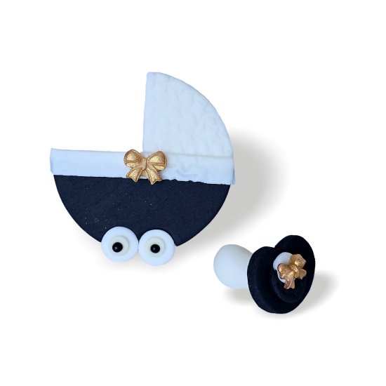 Decoratiuni din zahar pentru botez: carucior & suzeta, 1 buc 060123 GPC