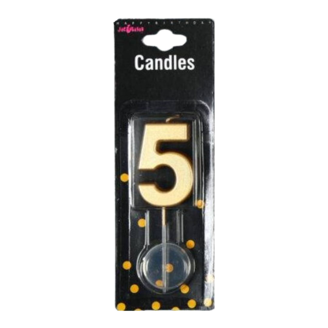 Lumanare Tort cifra 5 Aurie 5cm