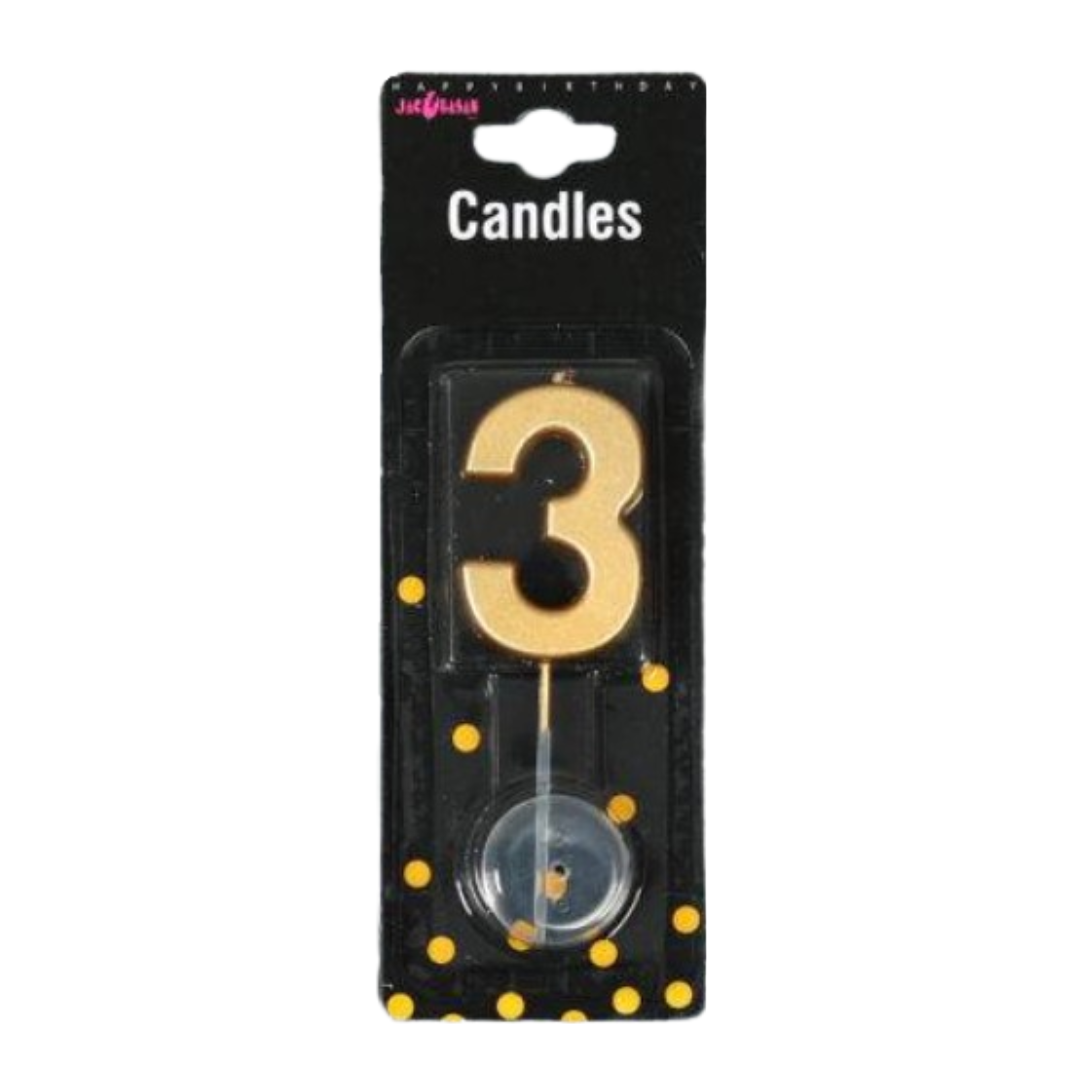 Lumanare Tort cifra 3 Aurie 5cm