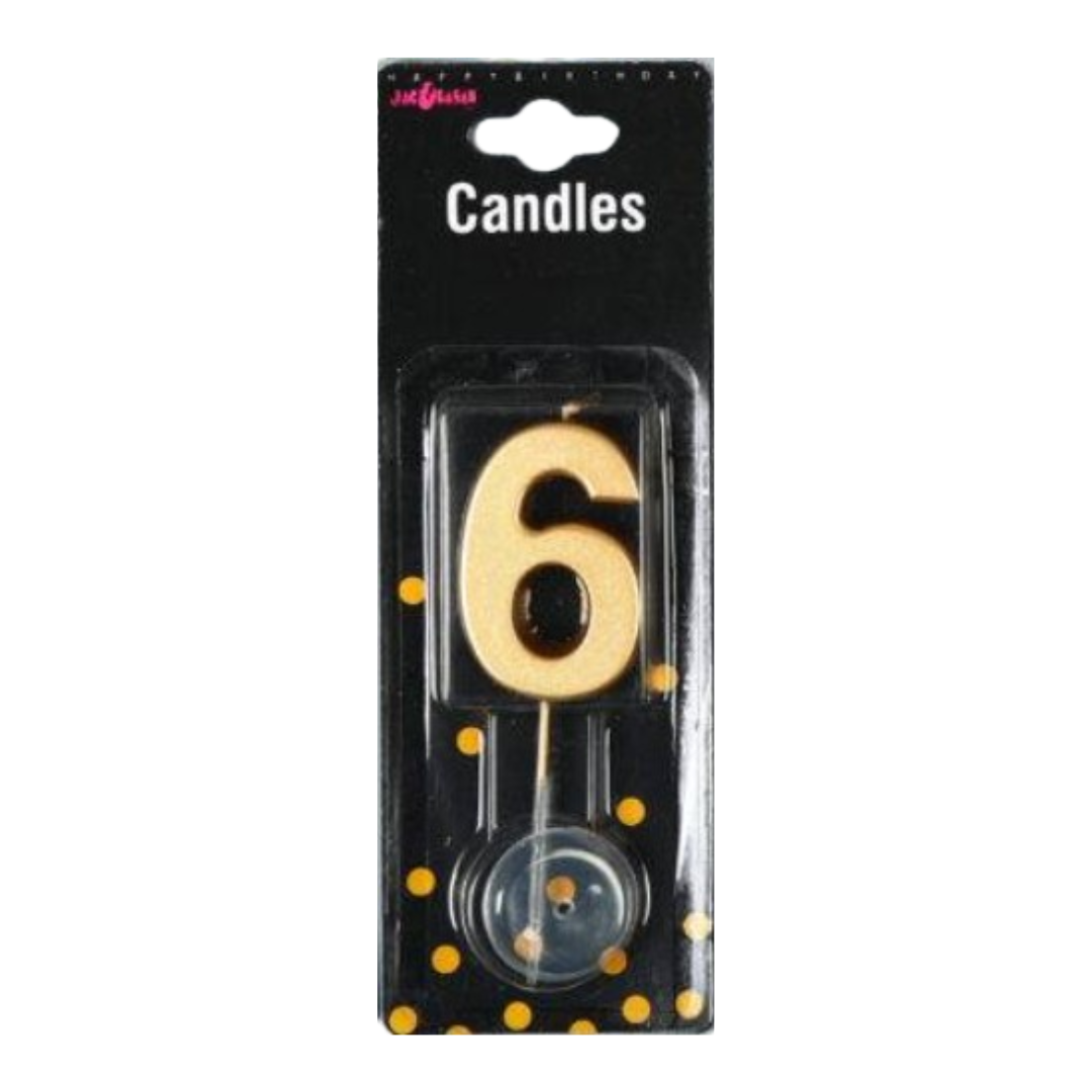 Lumanare Tort cifra 6 Aurie 5cm