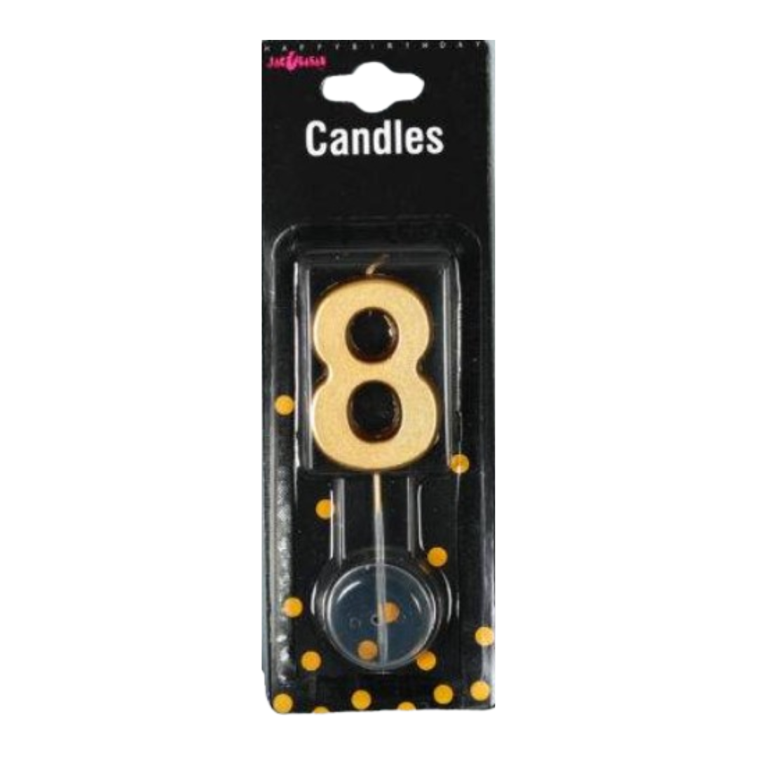 Lumanare Tort cifra 8 Aurie 5cm