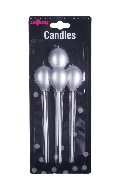 Lumanare Tort Balon Argintiu set 4 buc
