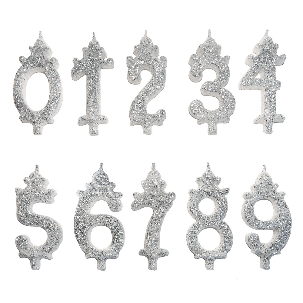 Lumanare tort cifra 4 argintie 8,5 cm COR