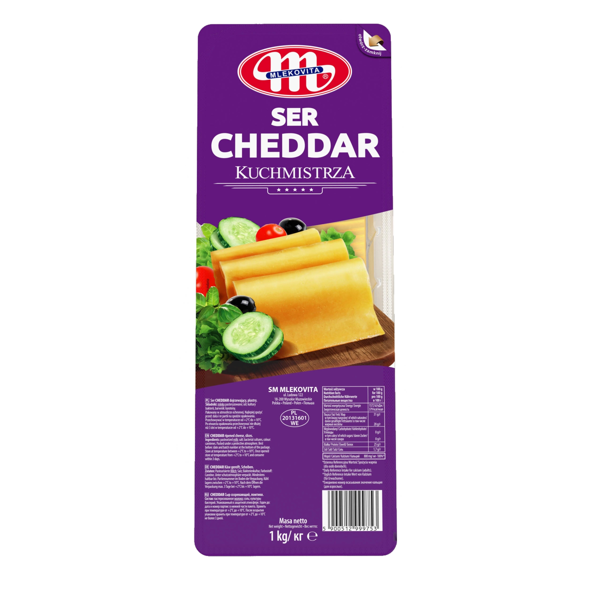 Cascaval Burger Cheddar taiat 1,033kg MLK 20% TVA