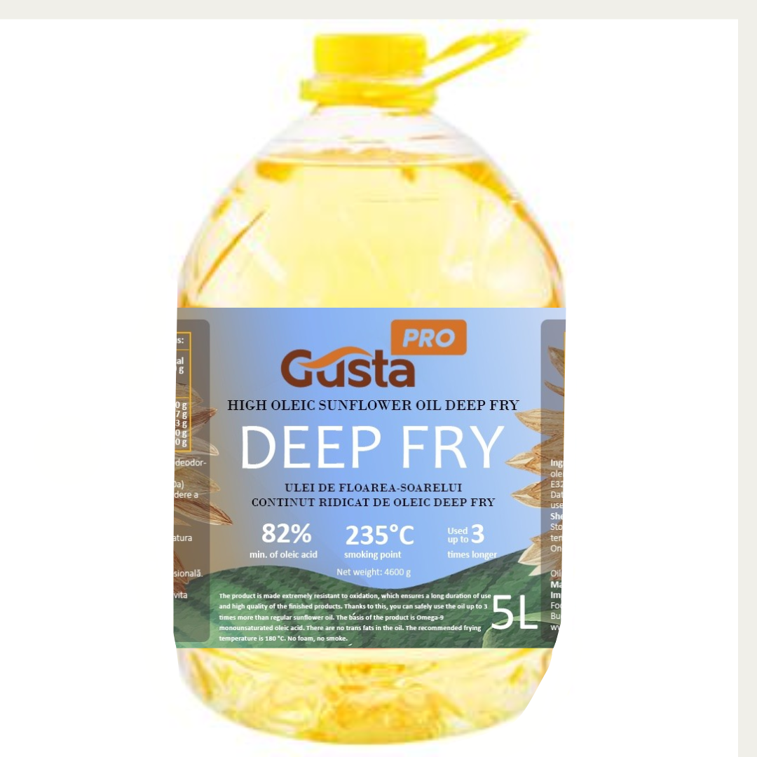Ulei de floarea soarelui high-oleic dezodorizat 5L Gustapro