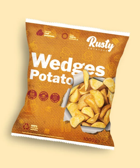 Cartofi congelati Wedges cu coaja, 0,6 kg, Rusty