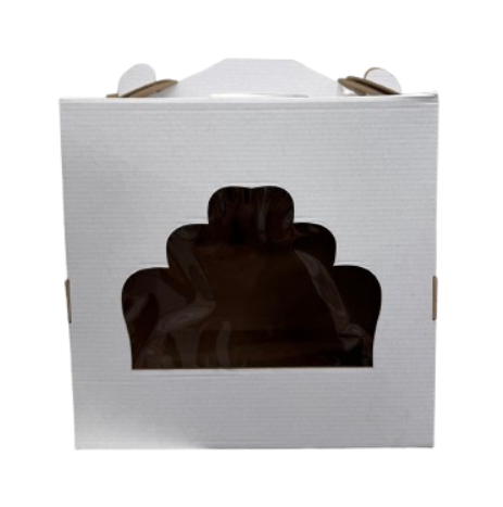 Cutie pentru tort alb/kraft cu fereastra 25x25x25 cm GustaPro