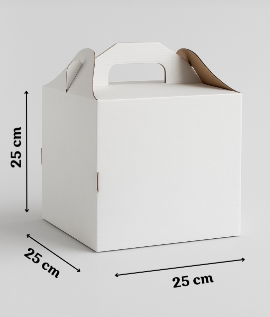 Cutie pentru tort alb/kraft 25x25x25 cm, set 25buc. GustaPro