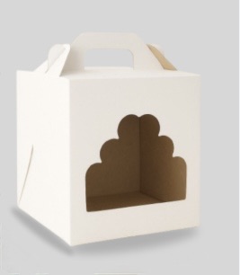 Cutie pentru tort alb/kraft cu fereastra 25x25x25 cm, set 10 buc GustaPro