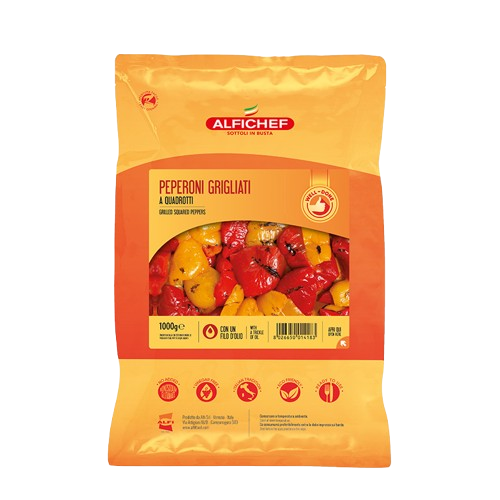 Ardei copti cuburi in ulei, 1000 g GRI014 Alfi