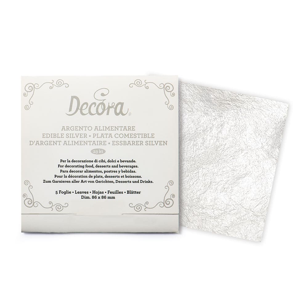 Frunze argint comestibile 86x86mm 5buc/set 9570105 DER