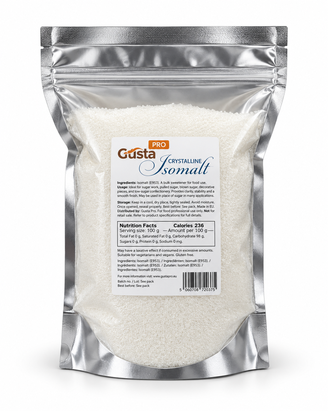 Isomalt cristale alb 1kg Gustapro