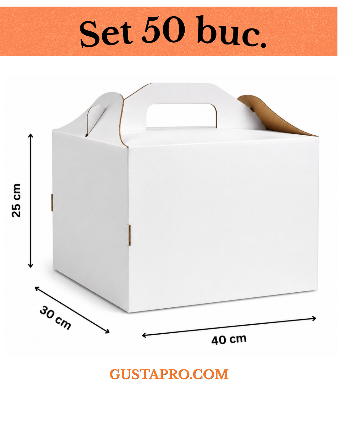 Cutie pentru tort rigida 30x40x25 cm, set 50buc. Gusta Pro