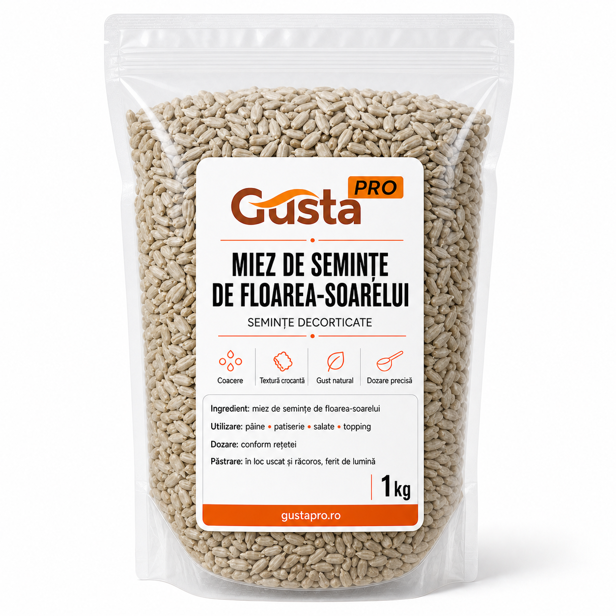 Miez de seminte de floarea soarelui, 1 kg Gustapro