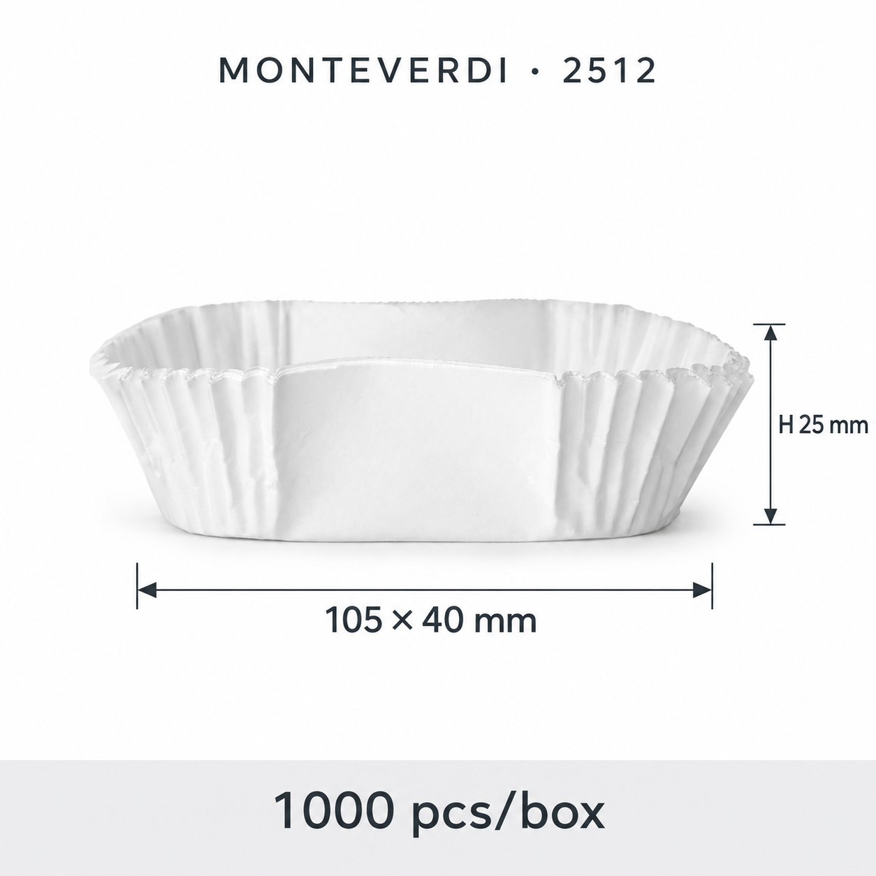 Chese din hartie ovale albe, 40x25x105mm, 1000 buc/cut, 2512 Monteverdi