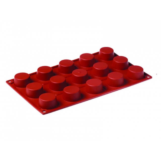 Forma silicon cilindru 175x300 mm, Ø4xh2cm, 15 cavitati Pavoni