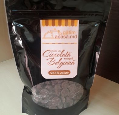 Pastile din ciocolata neagra Belgiana 54,5% 250 gr.
