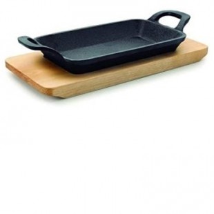 Tava mini dreptunghiulara grill cu baza de lemn MAGMA 22,5x10x2,5 cm 25874_LAC